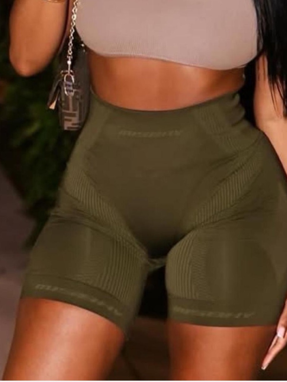 Olive Seamless Biker Shorts - Women